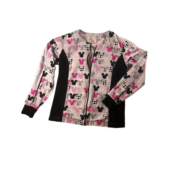 Disney Mickey Mouse Scrubs Set Scrub Top & Jacket Uniform- Small pink black - Picture 2 of 13